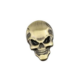 A ABSOPRO Skeleton Skull Bone Style Car Emblem Badge 3D Sticker Gold Tone Item Replacement