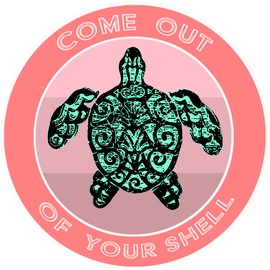 Athena Brands Pink Turtle Come Out of Your Shell - Car Truck Window Bumper Sticker Decal - Lobster Claw Red