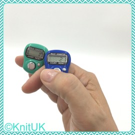 KnitUK Tally Counter - LCD (Finger-Held). Pack of 2. Blue & Teal Digital Knitting Row Counters