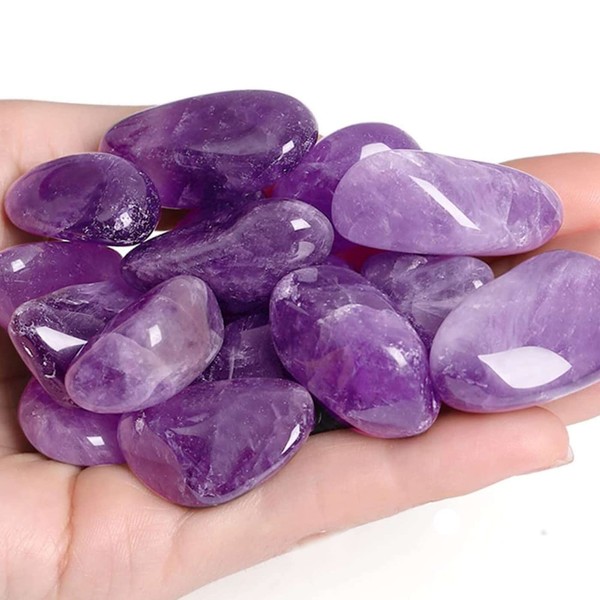 Amethyst Polished Crystal Stones Natural Healing Crystals Tumbling Reiki Gemstones Energy Balancing Meditation Crystal Grid Decorative Gift 200g