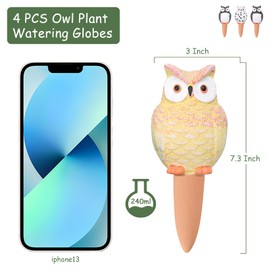 Chonsun Self Plant Watering Globes 4PCS Terracotta Watering Spikes Plant Watering Devices Self Watering Planter Insert Owl Decor