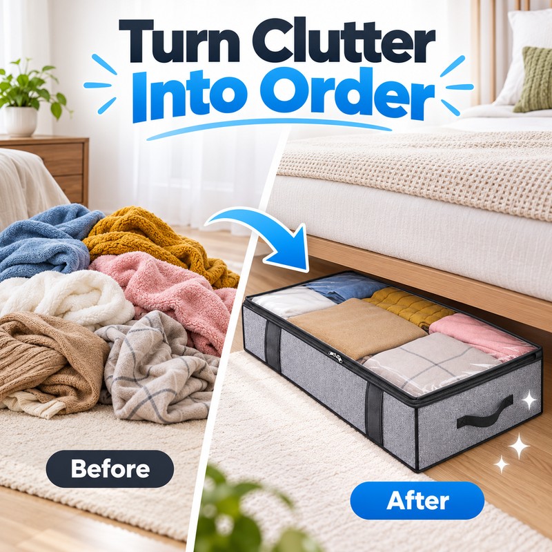2 Pack Under Bed Storage Bag Organizers for Bedroom &