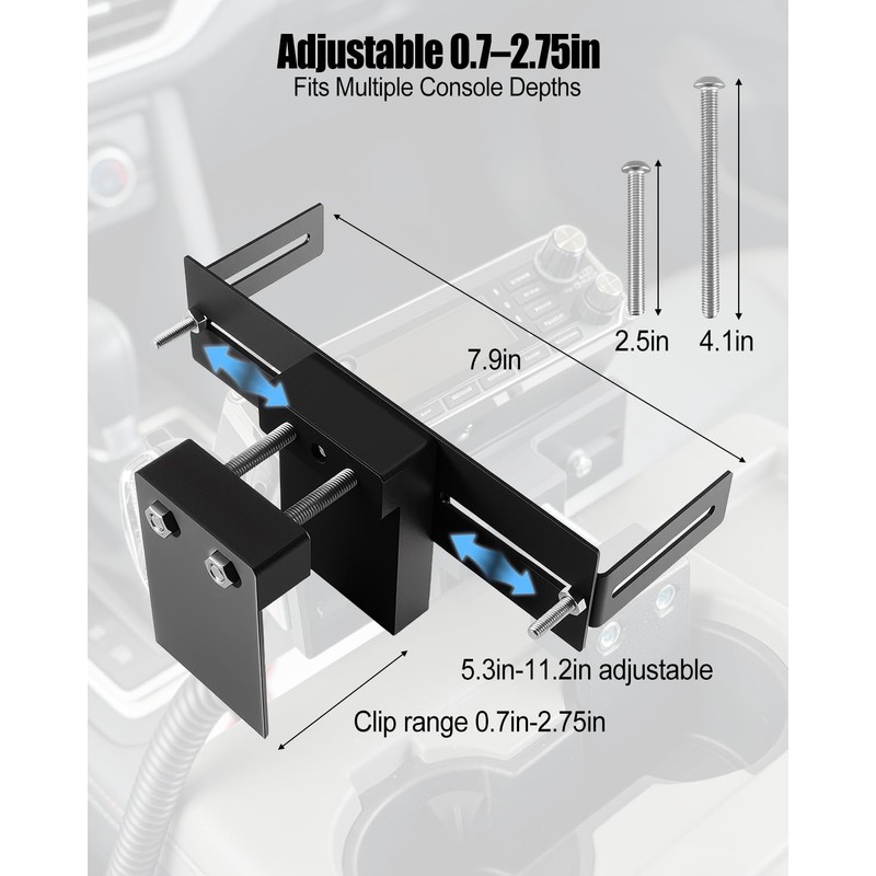 Upgrade Adjustable CB Radio Bracket Cup Holder Mount for Truck
