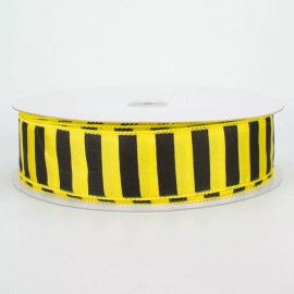 1.5" wired satin ribbon black and yellow stripes bumble bee Easter spring 5 yds