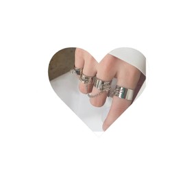 Yheakne Punk Chain Finger Rings Silver Open Cuff Rings Adjustable Knuckle Joint Rings Set Stackable Statement Rings Gothic Rings for Women and Girls