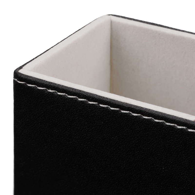 Relaxdays Desk Organiser for Notes and Pens, Tidy, Faux Leather,