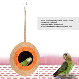 Fdit Bird Coconut Nest Natural Coconut Bird Breeding Nest Rope Weave Parrot Bed House for Budgie Parakeet Cockatiel Conure Canary