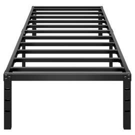 HLIPHA Metal Platform Bed Frame 18 Inch Tall,No Box Spring Needed,Twin Size Bed with Heavy Duty Strong Support Slats,Easy to Assemble,Black