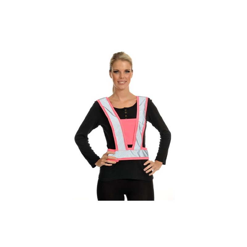 Equisafety Adjustable Body Harness - High Viz Pink with Silver