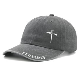 Christian Hats for Men Women, Cross Jesus Hat, Religious Gifts Redeemed Baseball Cap Gray