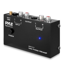 Pyle Mini Phono Turntable Preamp - Stereo Preamplifier with RCA Input/Output - Low Noise - Powered by 12V DC Adapter - Ideal for Vinyl & Phonographs - PP777