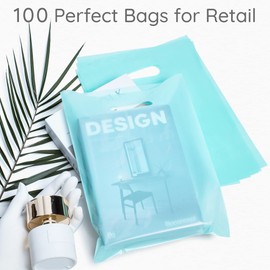 Choice Marts - 100 Pastel Teal Bags for Small Business 1.5 Mil 9x12 Extra Thick Glossy Thank You Bags and Plastic Bags with Die-Cut Handles, Gift Bags