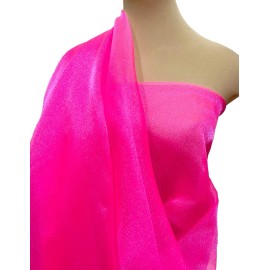 SPARKLE ORGANZA FABRIC AZALEA NEON PI NK BY THE YARD .PAGEANT..GOWN