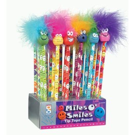 Raymond Geddes Miles O'Smiles Tip Topz Number 2 Pencils For Kids With Pencil Toppers (Pack of 24)