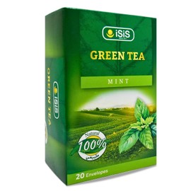 Isis Green Tea Mint Premium Fresh Natural Drink Herbal Chai Bags Egyptian Arab Arabic Herbals Middle East Egypt Herbs Herb No Gmo No Additives Kosher Halal (20 Bag) ايزيس شاي أخضر بالنعناع