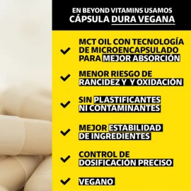 Vitamina D3 + Vitamina K2 + Mct Oil | Sin Azúcar - Suplemento Alimenticio Vegano Beyond Vitamins - Vitaminas Mujer / Hombre - Ingredientes Non Gmo (60 Cápsulas)