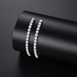 VIKI LYNN 925 Sterling Silver Long Cubic Zirconia Crystal Dangle Drop Earrings for Women, 925 sterling silver with 18k white gold plated Cubic Zirconia, Cubic Zirconia