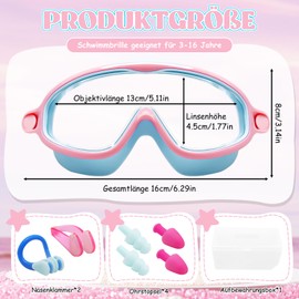 7 Stück Schwimmbrille Kinder Set, Verstellbare Silikon-Schwimmbrille, Anti-Beschlag, UV-Schutz, Taucherbrille Kinder für Kinder, Mädchen, Jungen