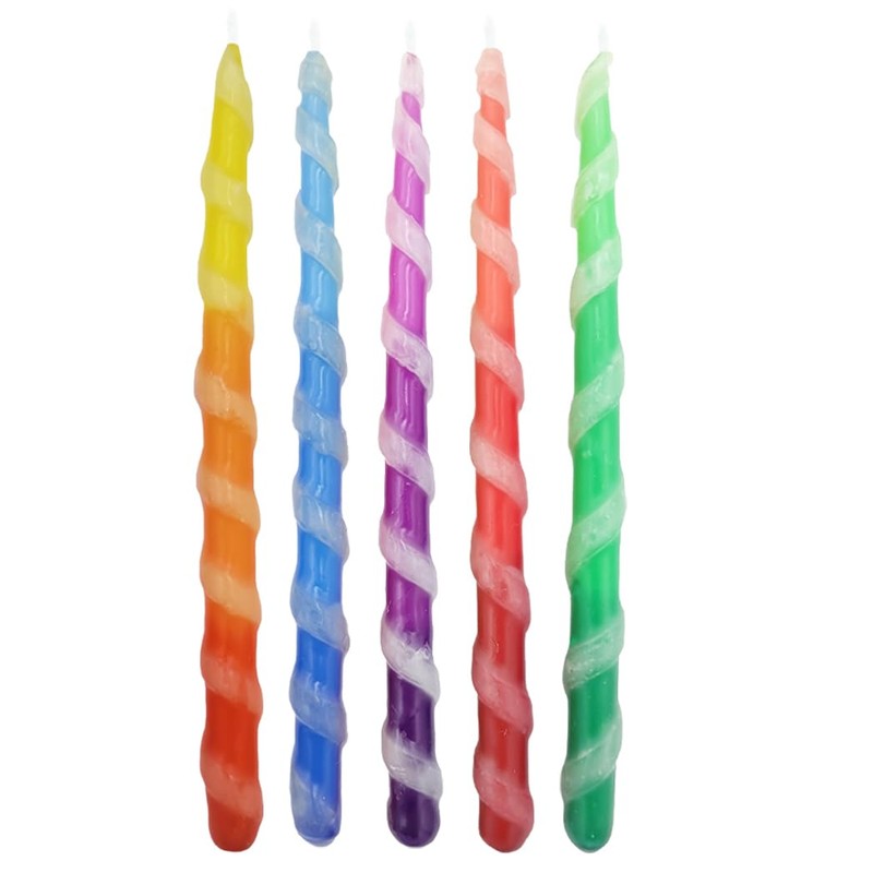 The Dreidel Company Deluxe Twisted Multi Colored Hanukkah Menorah Candles