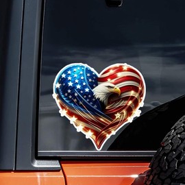 2PC Patriotic Eagle & Heart-Shaped American Flag Vinyl Sticker, 5.12"x4.72", Waterproof & Self-Adhesive Decal for Cars, Laptops, Trucks, Motorcycles, Scratch Cover & Door Decoration |BZ81