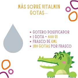 VITALKIDS Vitamina D3 VITALMIN, 180 gotas, 6 ml. Suplemento alimenticio en solución de aceite de coco.