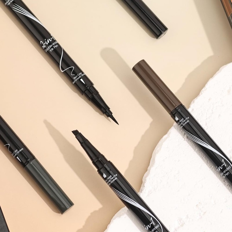Waterproof Dual-Ended Brow Pencil with 4-Prong Comb & Microblade Tip
