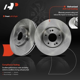 A-Premium 11.93 inch (303mm) Front Vented Disc Brake Rotors Compatible with Select Hyundai and Kia Models - Azera 2006-2011, XG350 2003-2005, Amanti 2004-2009, 2-PC Set