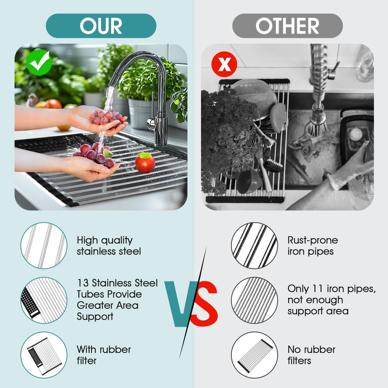 SIGERPAMA Roll Up Dish Drying Rack Over The Sink with