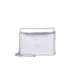 s.Oliver Heart Embossed Wallet with Chain Shoulder Strap, silver, Unit size