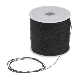 sourcing map 0.6mm Nylon String Cord 164 Yards Nylon Satin String Bracelet String Chinese Knotting Cord Beading Thread for Jewelry Making Braided Necklaces Macrame Trim Craft Black