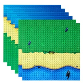 Etarnfly 6 Pack Classic Blue and Green Base Plate for City Road Beach,Ocean Island Street Water,25.5 x 25.5 cm,100% Compatible with All Major Brands(4 curves/2 straight)