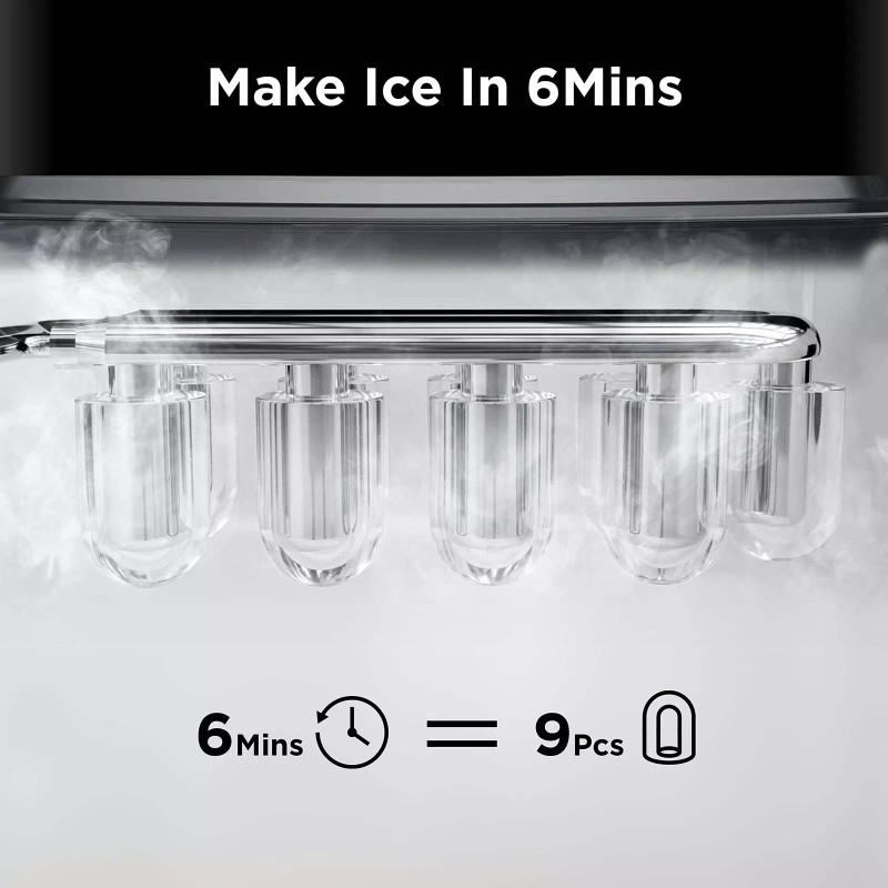 Silonn Ice Maker Countertop, 9 Cubes Ready in 6 Mins,