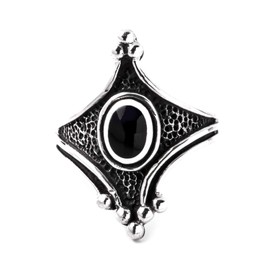 WINDALF Elf Onyx Ring ARÎYA 21mm Dark Gothic Ring 925 Sterling Silver, Fabric, Onyx