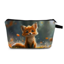MoCaliduccious Cute Fox Cosmetic Bag Gift for Women Small Makeup Bag for Purse Cosmetic Bags for Women Zipper Travel Toiletry Pouch Fox Makeup Bags
