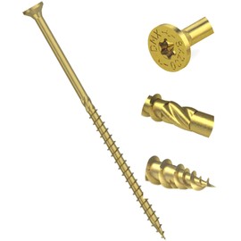 4.5mm x 60mm Yellow Hardened Countersunk Torx Wood Timber Construction Screw with Flat Head High Performacne Carpenter Screws (Pack of 50)