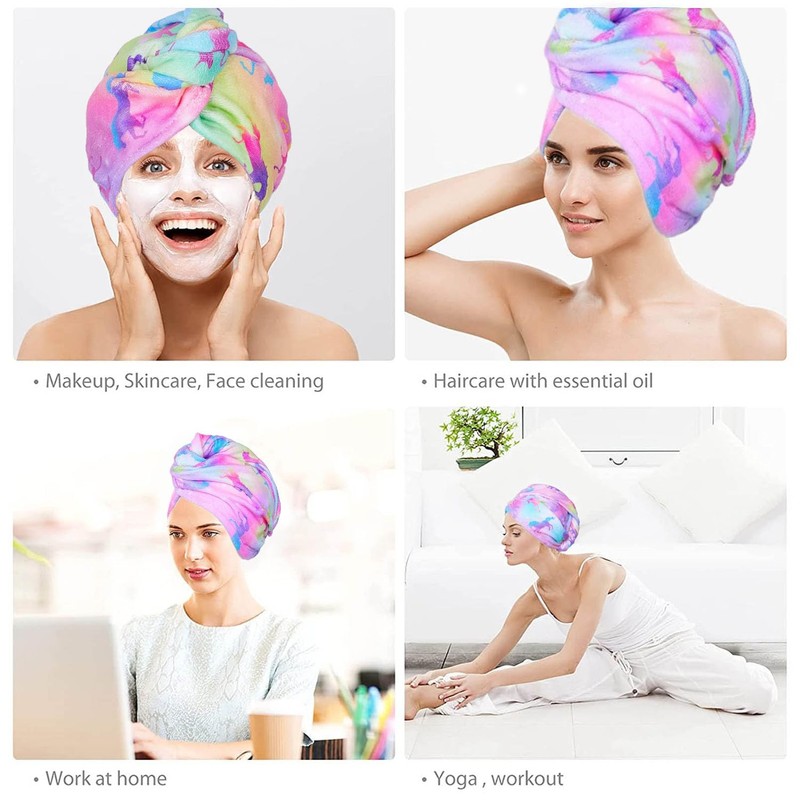 WUBAYI 2 Pack Microfibre Hair Towels - Quick Drying, Super