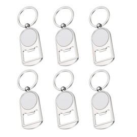 PATIKIL Sublimation Blanks Keychains, 6 Pcs Metal Circular Bottle Opener Blank Key Rings Heat Transfer Keychains for DIY Crafts Photo Nameplate Friends Families, Silver Tone, Style 3
