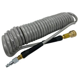Preece Precision HEAVY DUTY 250PSI Braided Poly Coiled Air Hose 1/4 X 20 FT Coil W/ Quick Connect