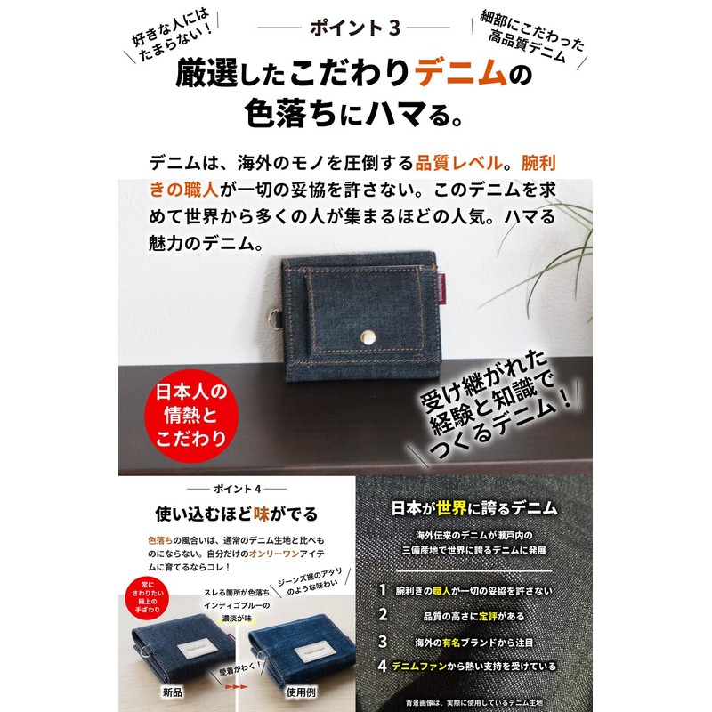 Need Network Japanese Proud Denim Mini Wallet, Trifold Wallet, Coin