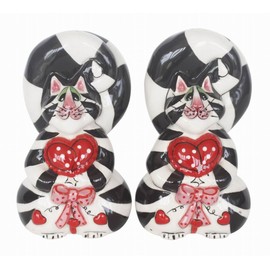 Blue Sky Ceramic 2.5" x 2.5" x 4.25" Clancey Hearts Salt and Pepper Set, 4"