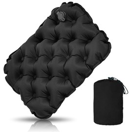 Inflatable Camping Seat Cushion, Waterproof Air Cushion, Ultralight Outdoor Seat Mat, Portable Travel Cushion, Foldable Travel Seat Cushion for Beach, Hiking, Fishing, Boating, Home and Office (Black)