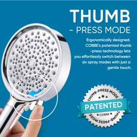 Cobbe Filtered Shower Head with Handheld, High Pressure 6 Spray Mode Showerhead with Filters, Water Softener Filters Beads for Hard Water - Remove Chlorine - Reduces Dry Itchy Skin, Chrome