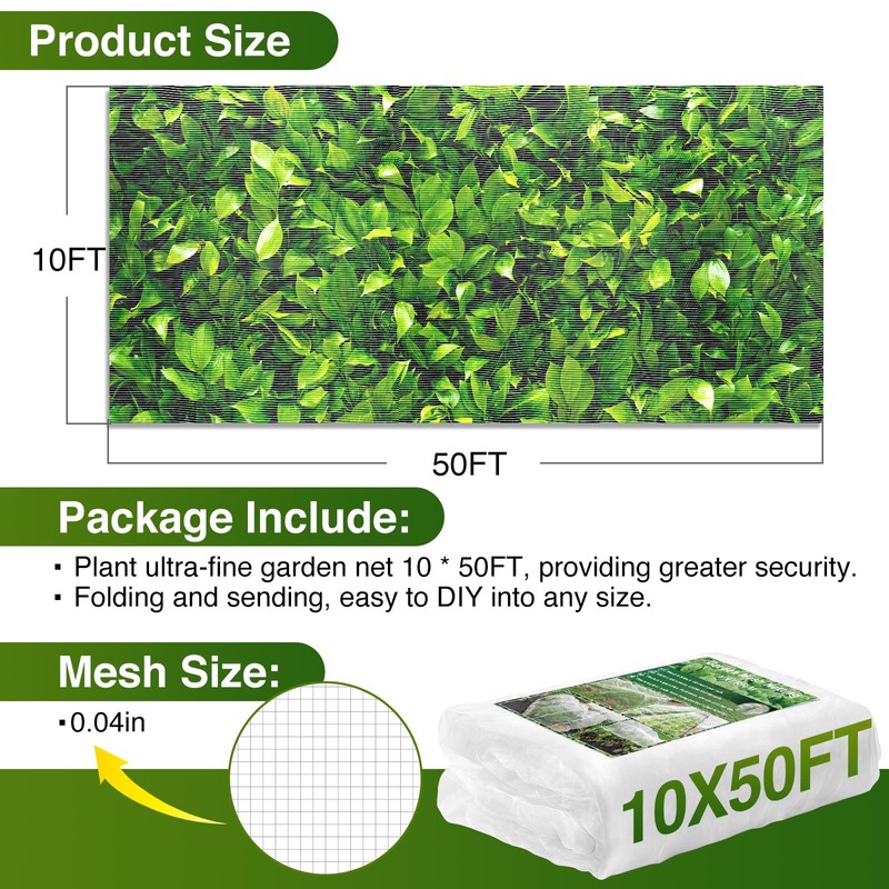 10 X 50FT Garden Mesh Netting Barrier,Fruit Tree Plant Netting