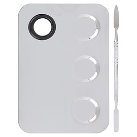 Placa de Mezcla Cosmética Paleta de Mezcla Mezclador Bandeja de Mezcla Placa de Mezcla Cosmética Maquillaje de Acero Inoxidable Forma de Rectángulo Profesional Paleta de Mezcla de Pigmento Ranurado