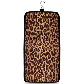 ADTASU Leopard Printing Hanging Travel Toiletry Bag,Leopard Makeup Bag, Waterproof Toiletry Hanging Bag, Zipper Square Leopard Cosmetic Hanging Makeup Bag for Women and Girls