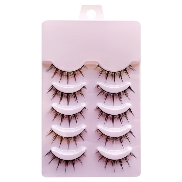 Musegetes 3D False Eyelashes Popular Black Natural Axis Soft Core Premium Fiber Hand Made A Natural Fluffy Long Soft Reusable 5 Pairs Long Middle Length Cluster H20