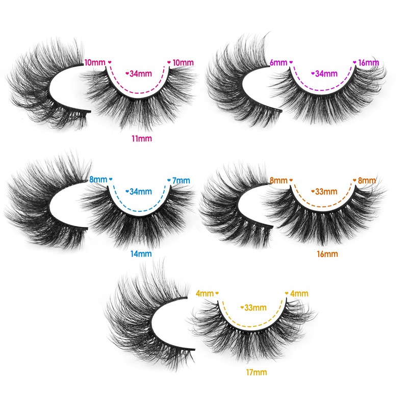 JIMIRE Eyelashes Fluffy 5D Natural False Eyelashes 5 Styles Mixed