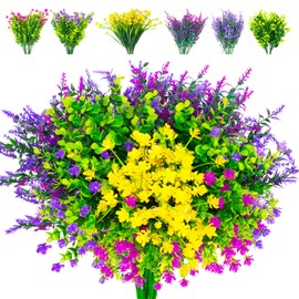 XYBGHFU Artificial Flowers for Outdoors 24 Bundles Fake Plastic Plants Faux UV Resistant Boxwood Shrubs for Garden Patio Porch Window Box Home