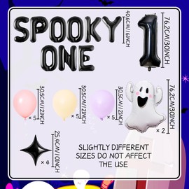 JeVenis Spooky One 1st Birthday Decorations for Girls Pink Purple Balloons Garland Ghost Balloons First Birthday Party Supplies