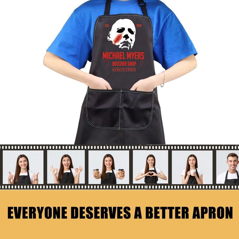 CMNIM Horror Michael Cooking Apron with Two Pockets Horror Movie